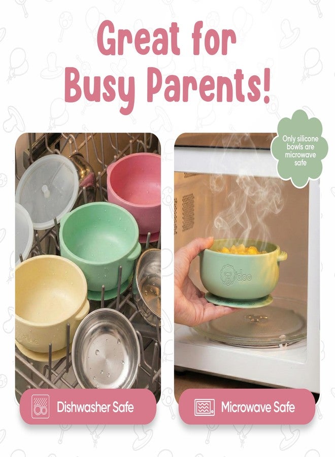 o'doe Baby Bowls with Lids – Stainless Steel Baby Feeding Bowls with Suction | Non-Slip Toddler Bowls for Self Feeding | BPA-Free Kids Bowls for Babys Food & Snacks | Stainless Steel Bowls Kids - Image 3